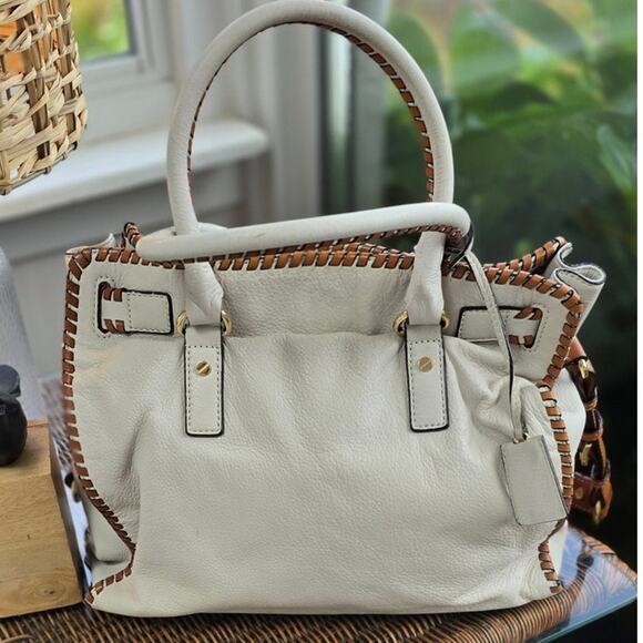 Large Cream and Brown  Michael Kors  Whipped Hamilton Bag - Picture 4 of 15